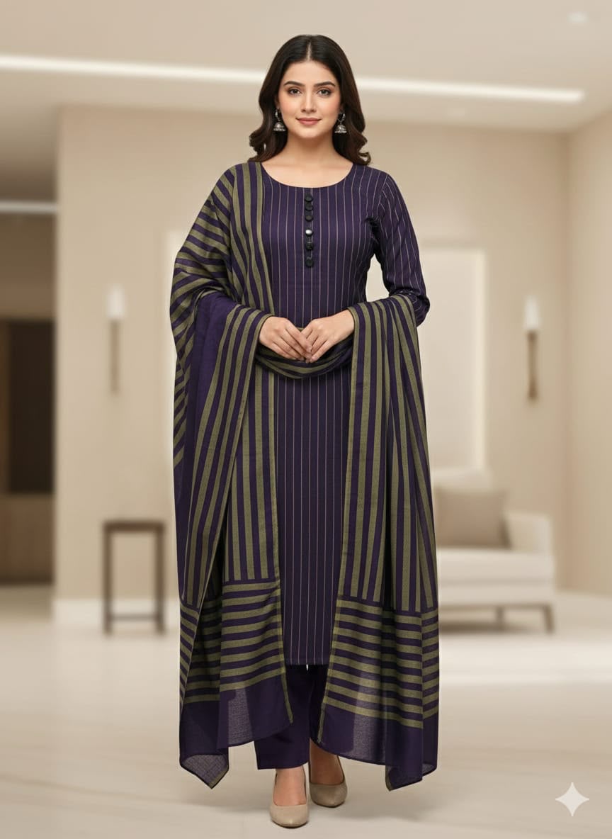 Khaddi Sussi 3Pc (PLUM)