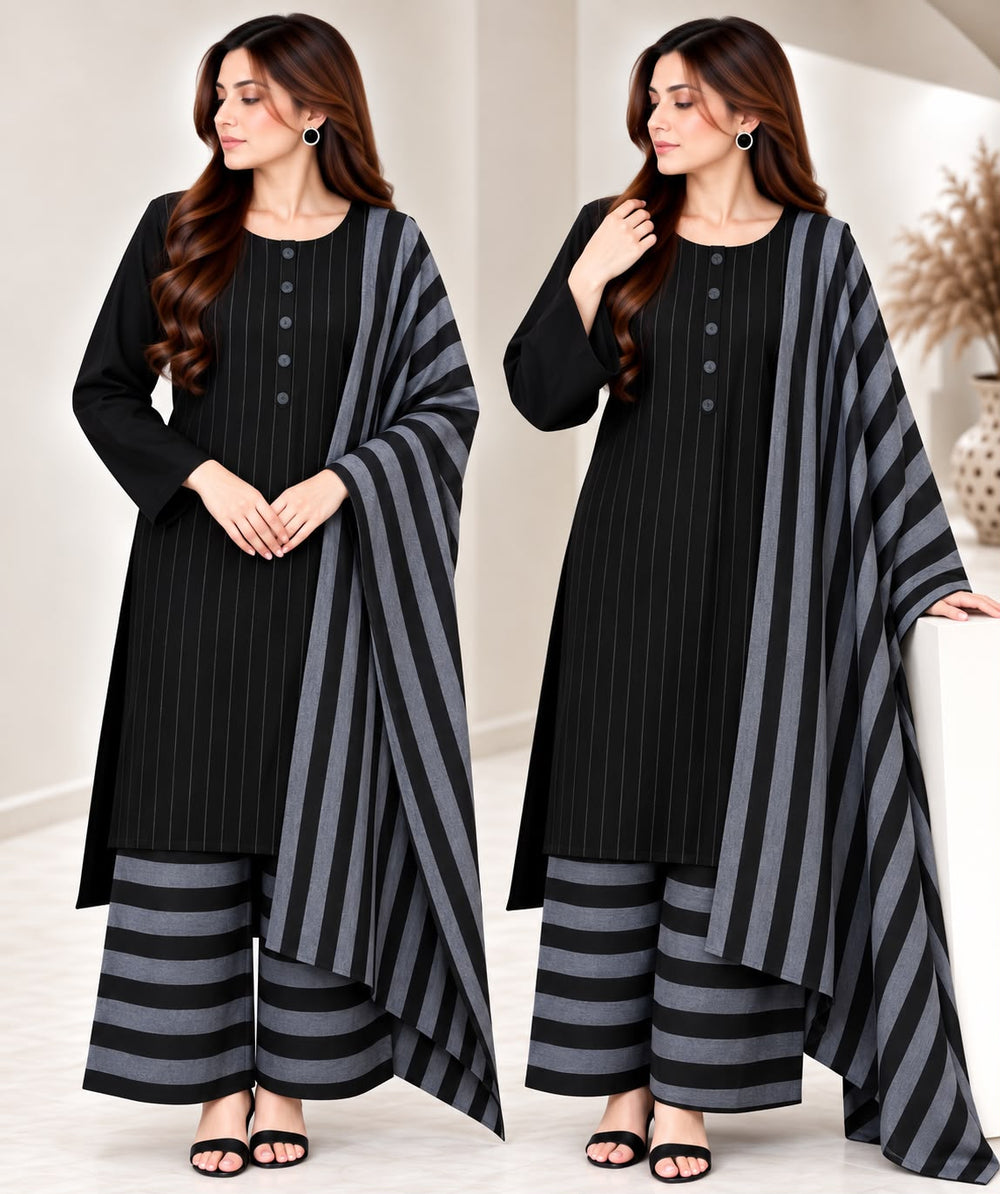 Khaddi Sussi 3Pc (BLACK)